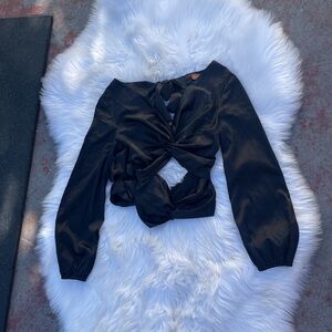 Chic Black Women's Blouse with Twist Detail